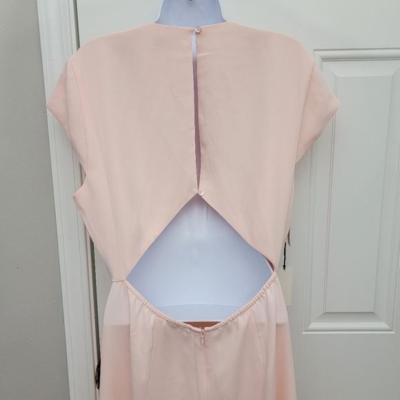 NWT Babaton Aritzia Hamptons Dress Soft Blush Pink Cutout Back Slit Flowy 12 - Picture 8 of 14